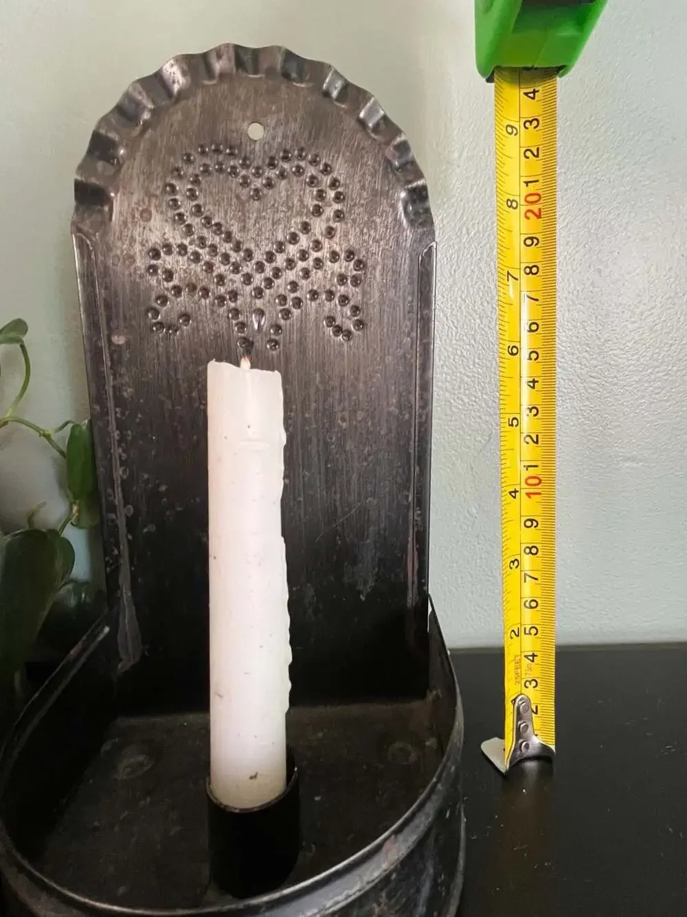 Primitive Punched Tin Heart Wall Sconce Candle Holder - Picture 3 of 6